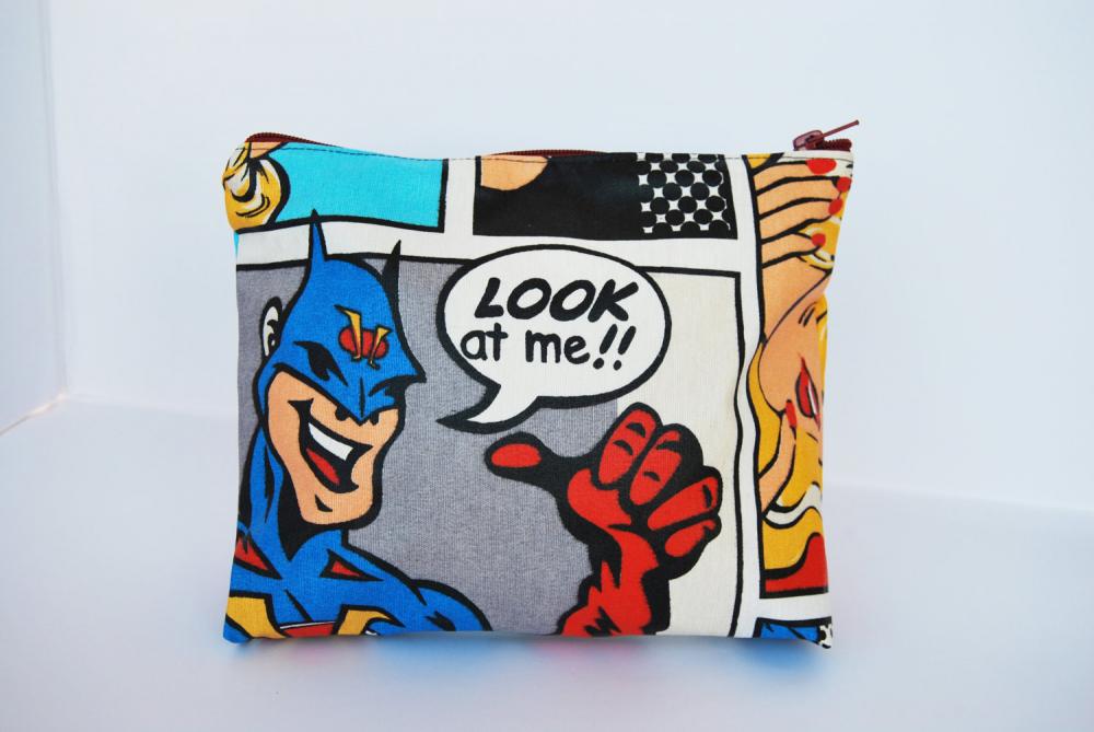 Colourful toiletry bag cosmetic make up, comic print small size by El rincón de la Pulga